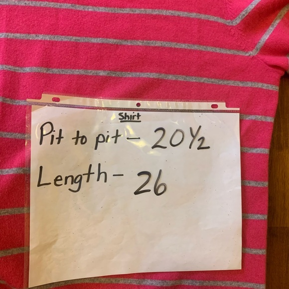 Talbots sweater Large Pink with grey stripes 100% cashmere button cuffs soft - Picture 5 of 8